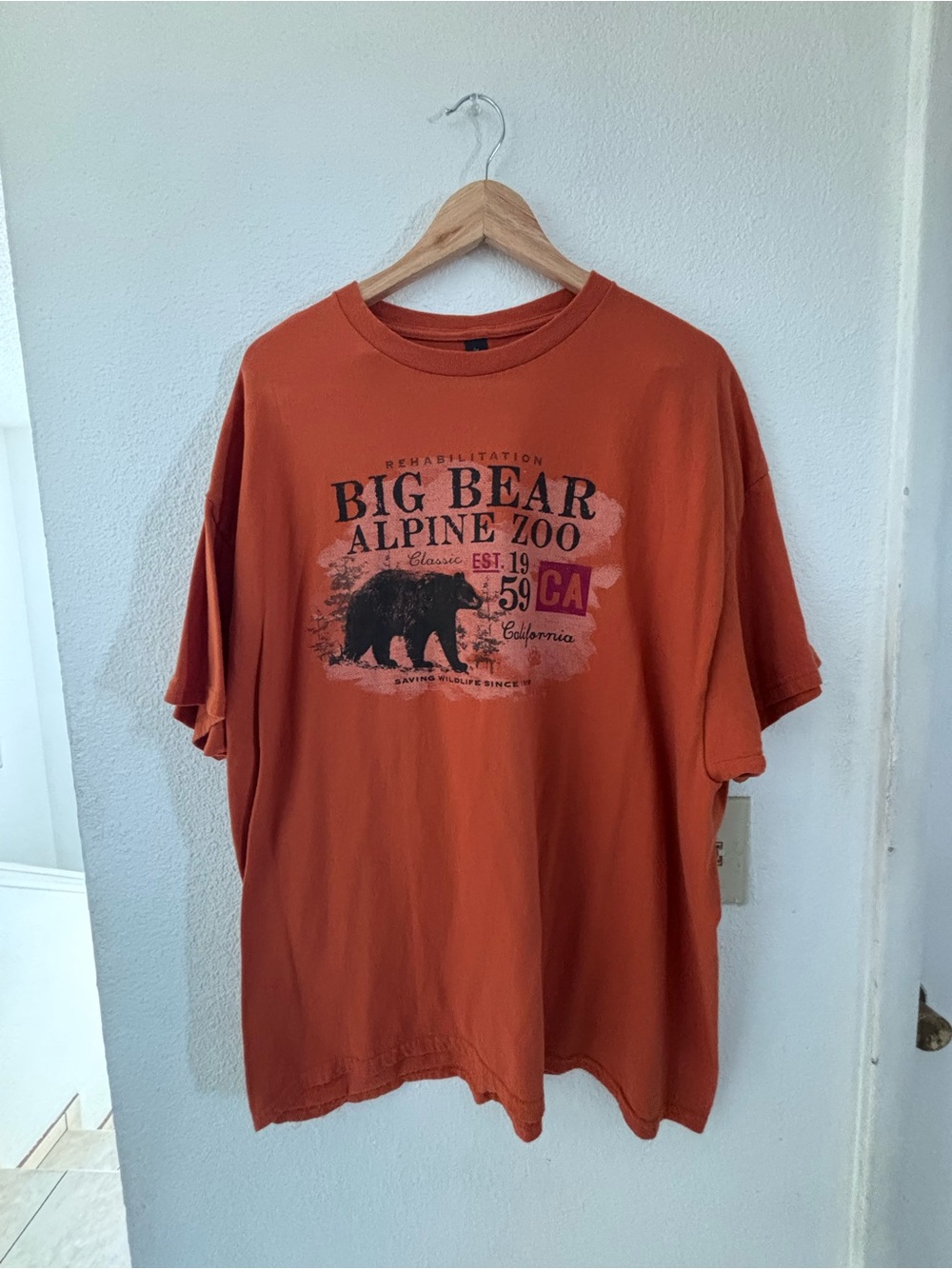 Big Bear Alpine Zoo California Bear Graphic T-Shirt Orange Gilden Cotton 2XL